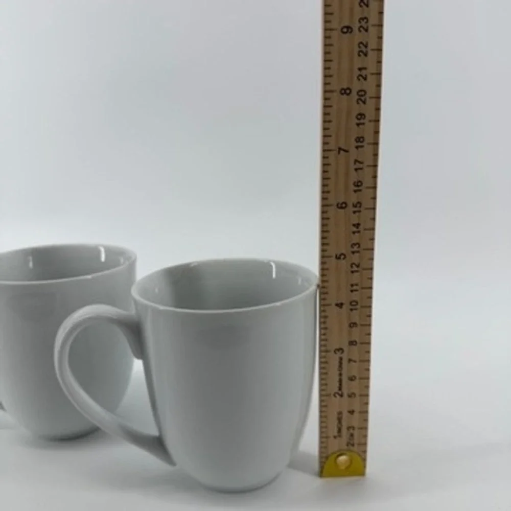 Pottery Barn Great White Porcelain Coffee Mugs White Set of 2 Microwave Safe